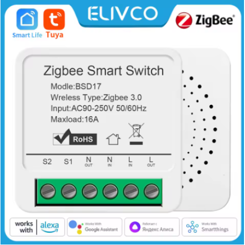Zigbee реле Tuya Smart Switch беспроводной выключатель 16 А