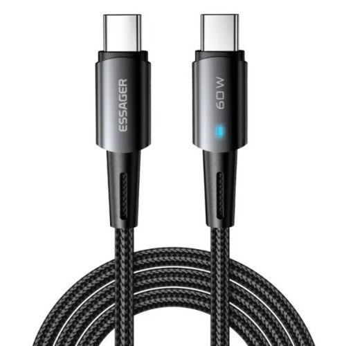 Кабель ESSAGER Type-C Type-C 60 W 1 м Black