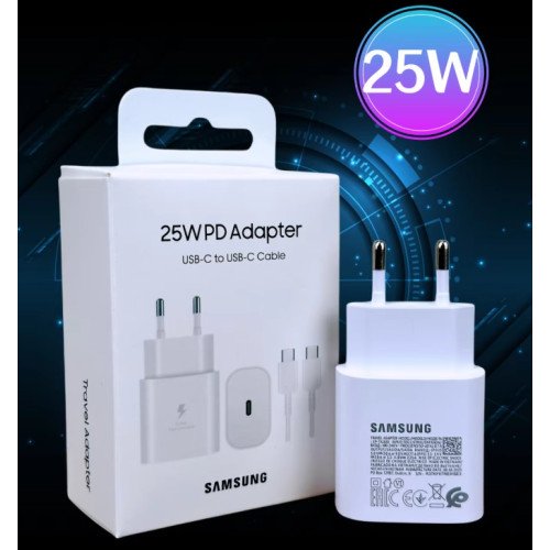 Комплект быстрой зарядки для Samsung 25W USB-C с кабелем Type-C to Type-C