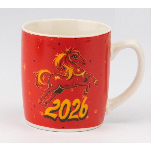 Кружка з ложечкою Символ 2026 року - Вогняний Кінь, 200 мл (9250-003)
