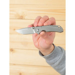 Ніж складаний кишеньковий Ruike M671-TZ, (7 см) steel 154СМ / TC4 (титан) сірий