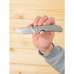 Ніж складаний кишеньковий Ruike M671-TZ, (7 см) steel 154СМ / TC4 (титан) сірий