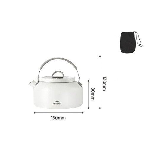 Чайник з керамічним антипригарним покриттям Naturehike CNK2450CF013 0,8 л, алюміній, білий