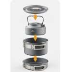Набір посуду (каструля, сковорідка, чайник) Naturehike CNK2450CF010, алюміній