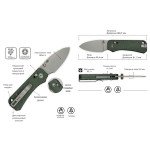 Ніж складаний кишеньковий Civivi Baby Banter 2, (5.9 см) Nitro-V / Micarta темно-зелений