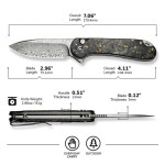 Ніж складаний кишеньковий Civivi Elementum II, (7.5 см) Damascus / Carbon Fiber & Resin