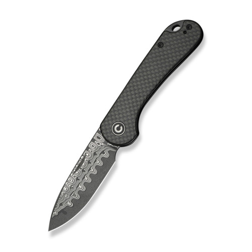 Ніж складаний кишеньковий Civivi Elementum Slip Joint, (7.5 см) Damascus / Carbon Fiber сірий