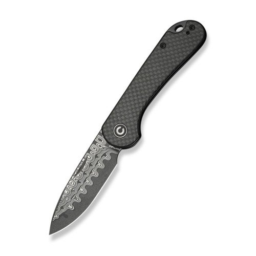 Ніж складаний кишеньковий Civivi Elementum Slip Joint, (7.5 см) Damascus / Carbon Fiber сірий