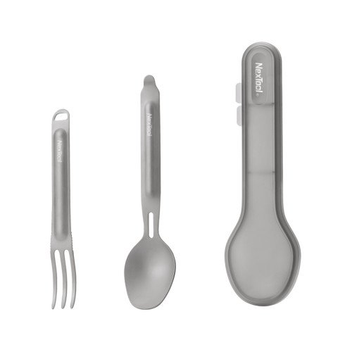 Туристичний набір ложка-виделка NexTool Titanium Tableware Set, титан