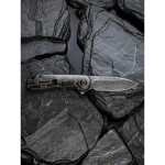 Ніж складаний кишеньковий Civivi Elementum, (7.5 см) Damascus / Carbon Fiber сірий