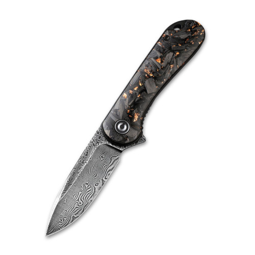 Ніж складаний кишеньковий Civivi Elementum, (7.5 см) Damascus / Carbon Fiber чорний