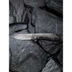 Ніж складаний кишеньковий Civivi Elementum, (7.5 см) Damascus / Carbon Fiber чорний