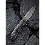 Ніж складаний кишеньковий Civivi Elementum, (7.5 см) Damascus / Carbon Fiber чорний