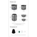 Набір посуду (2 каструлі, 2 кришки) Naturehike NH18T018-G, алюміній