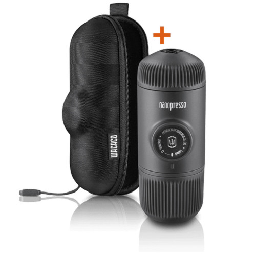 Портативна еспресо-кавоварка Wacaco Nanopresso сіра з чохлом, механічна, для меленої кави