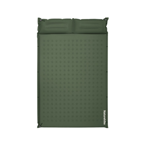 Матрац туристичний із подушкою, самонадувний двомісний  Naturehike CNK2550WS025, вологостійкий, 200 х 130 х 6 см, зелений