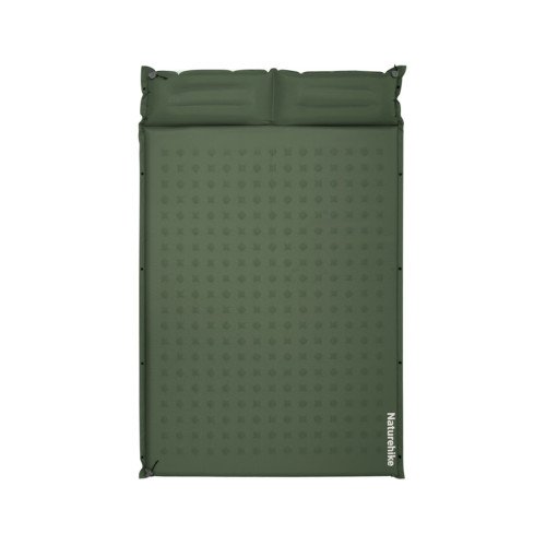 Матрац туристичний із подушкою, самонадувний двомісний  Naturehike CNK2550WS025, вологостійкий, 200 х 130 х 6 см, зелений