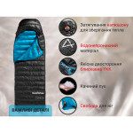 Спальник з натуральним пухом Naturehike CW400 NH18C400-D, p-р M, чорно-блакитний