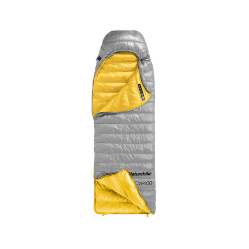Спальник з натуральним пухом Naturehike CW400 NH18C400-D, p-р L, жовто-сірий