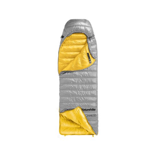 Спальник з натуральним пухом Naturehike CW400 NH18C400-D, p-р L, жовто-сірий