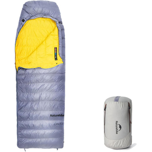 Спальник з натуральним пухом Naturehike CW700 CNK2450WS048, p-р L, жовто-сірий