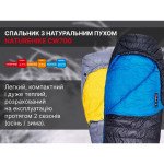 Спальник з натуральним пухом Naturehike CW700 CNK2450WS048, p-р M, чорно-блакитний