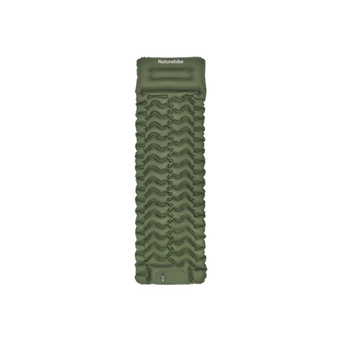 Матрац туристичний надувний одномісний  Naturehike CNK2550WS019, 200х60х6.5 см, зелений із вбудованою помпою для надування