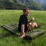 Матрац туристичний надувний двомісний  Naturehike CNK2550WS019, 200х125х6.5 см, зелений, для кемпінгу із мішком для надування