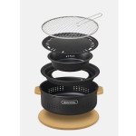 Настільна кругла піч із решіткою гриль та сковорідкою Naturehike CNK2550CF010, 36*32.6*12 см, хромоване залізо
