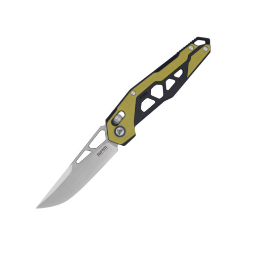 Ніж складаний туристичний SRM Mecha, (8.3 см) D2 / G10 жовтий