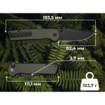 Ніж складаний туристичний Civivi Iron Tide (8.2 см) 14C28N / Aluminum зелений