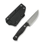 Ніж фіксований туристичний Weknife Notchline, (8.7 см) CPM S35VN /Carbon Fiber чорний з чохлом