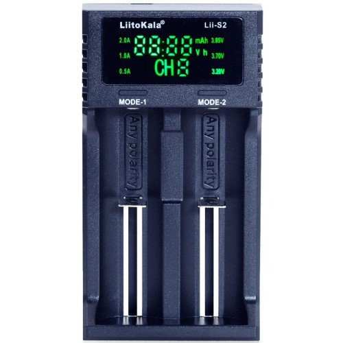 Зарядний пристрій Liitokala Lii-S2, 2 канала, Ni-Mh/Li-ion/LiFePo4, USB, LCD, Box