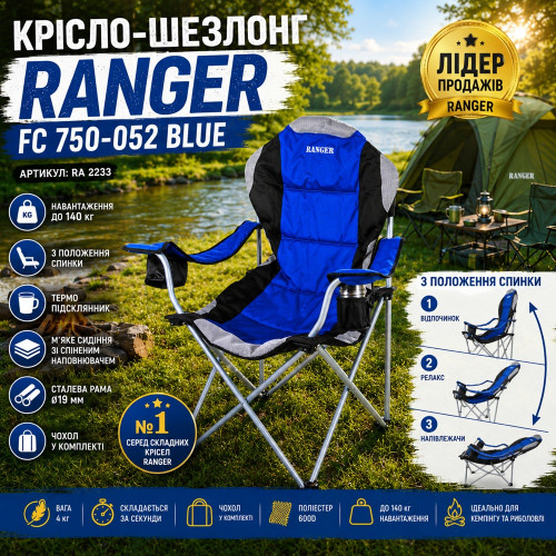 Кресло — шезлонг складное Ranger FC 750-052 Blue (Арт. RA 2233)